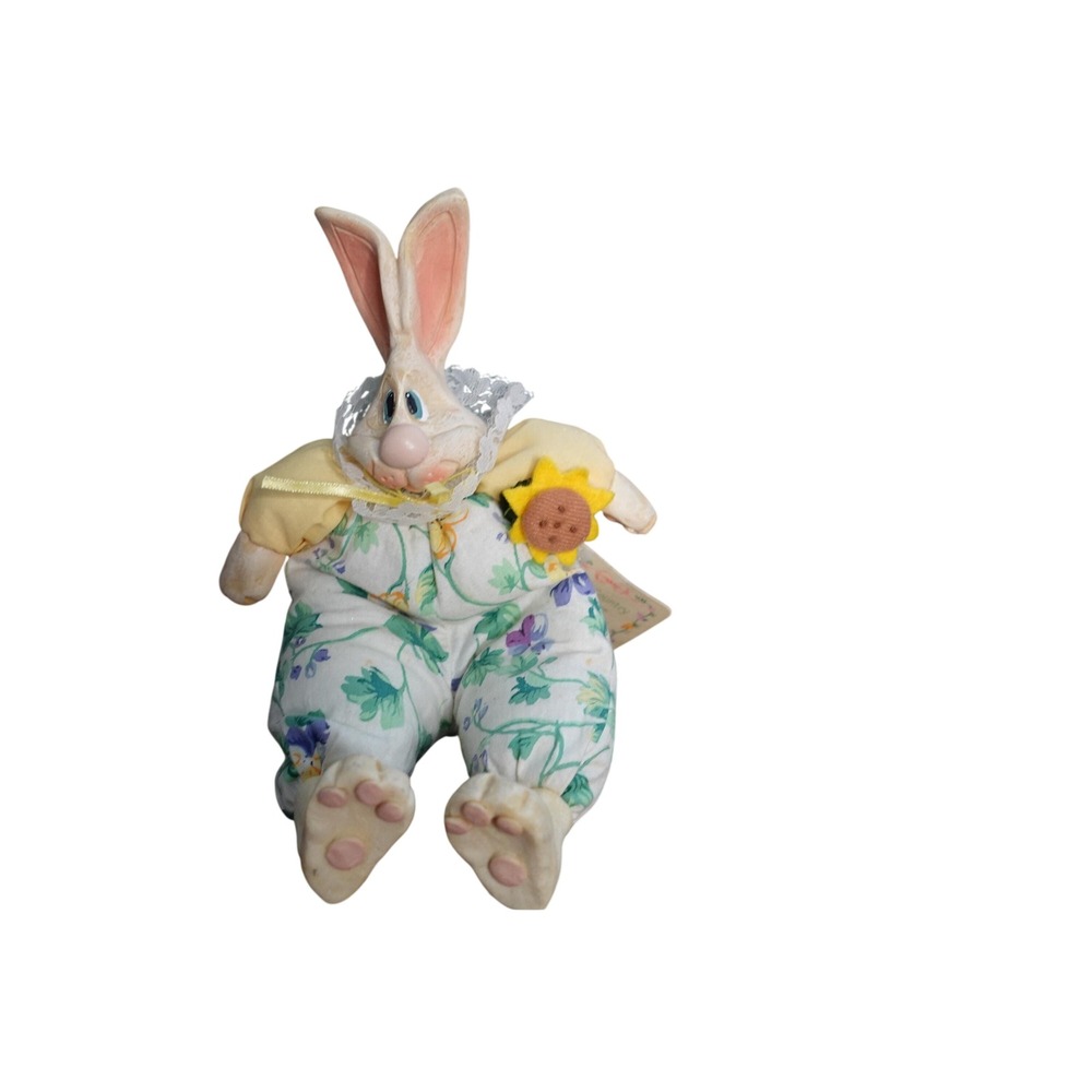 Russ Berrie The Country Folks Bonnie Bunny Floral Easter Plush Figurine 9.5 Inch